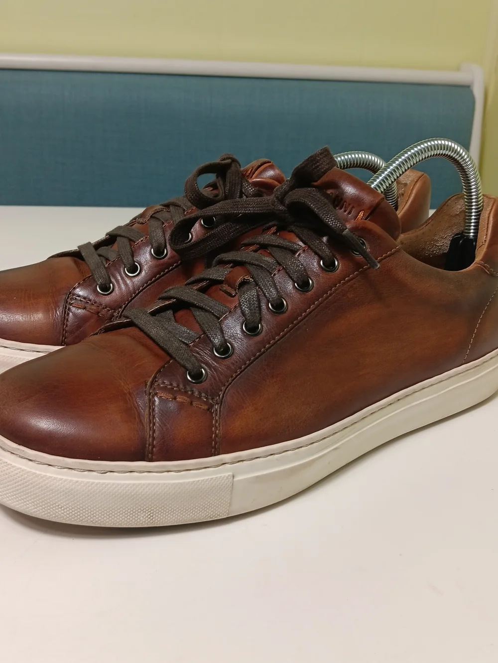 Magnanni Shoes Mens 8.5 Cognac Brown Elonso Lo Leather Sneakers Casual